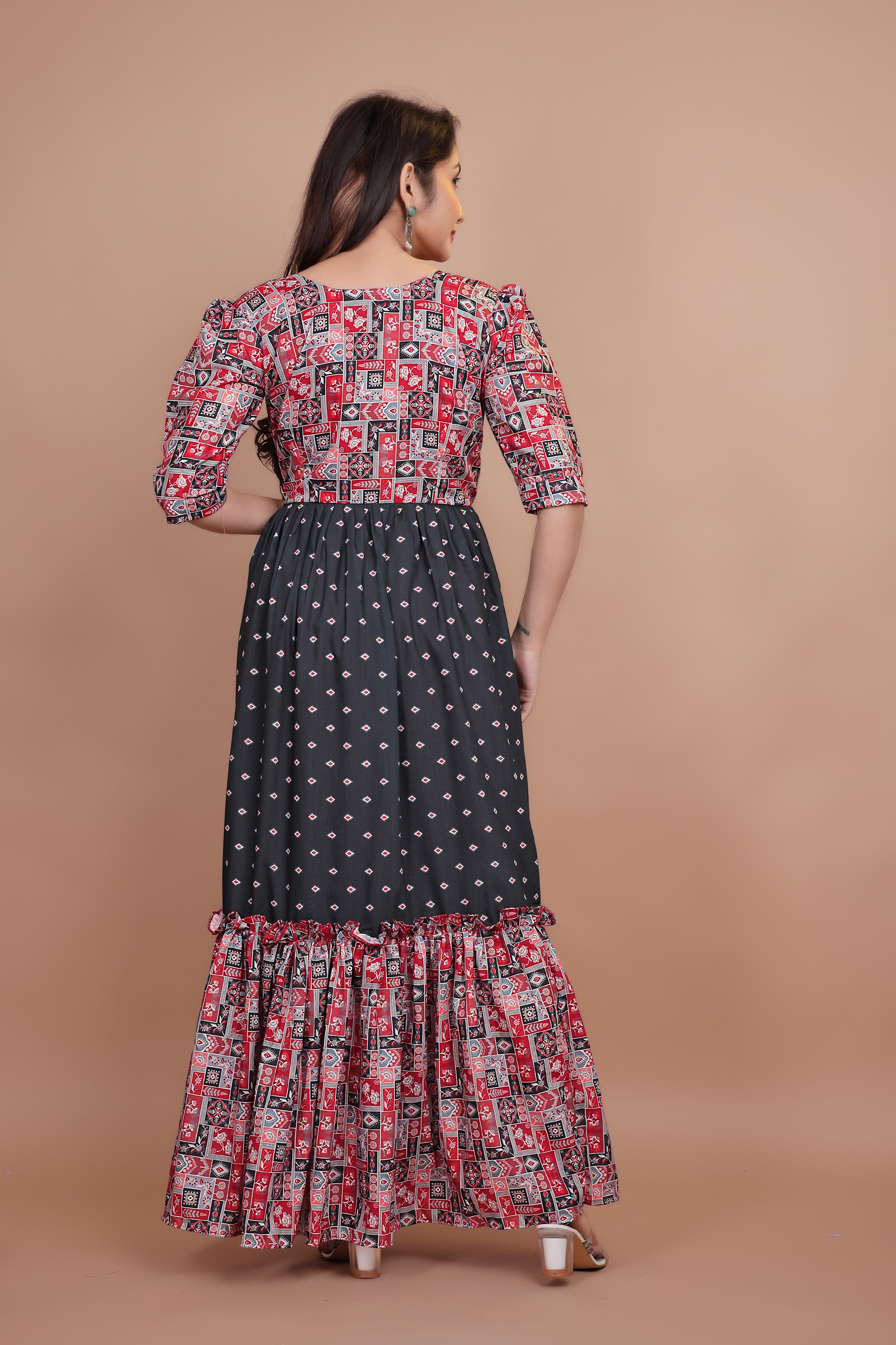 Premium Pure Muslin Designer Gown for Women – Ready to Wear | Elegant Long Flared Gown with Heavy Micro Cotton Lining