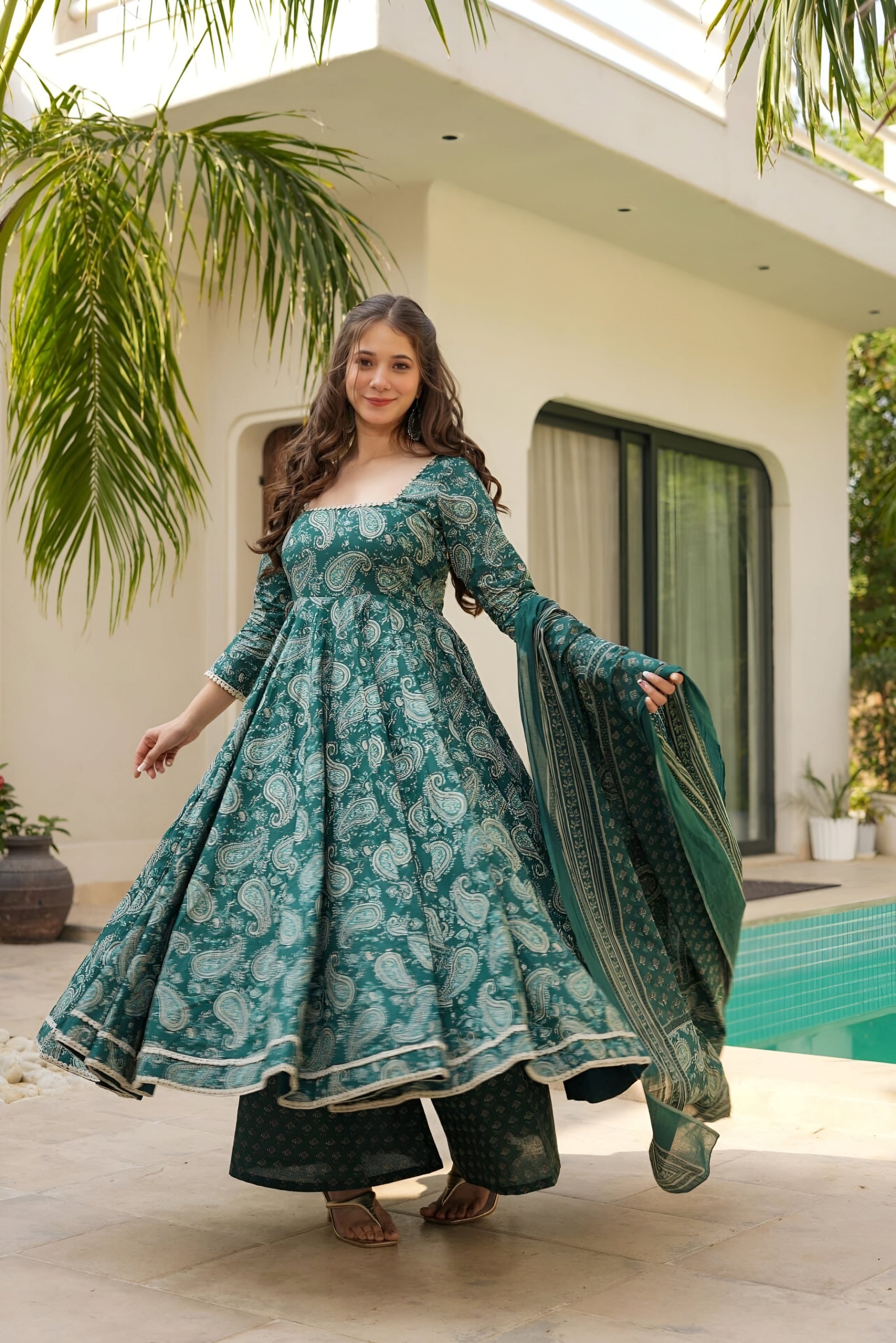 Green Anarkali Suit 3 PIS