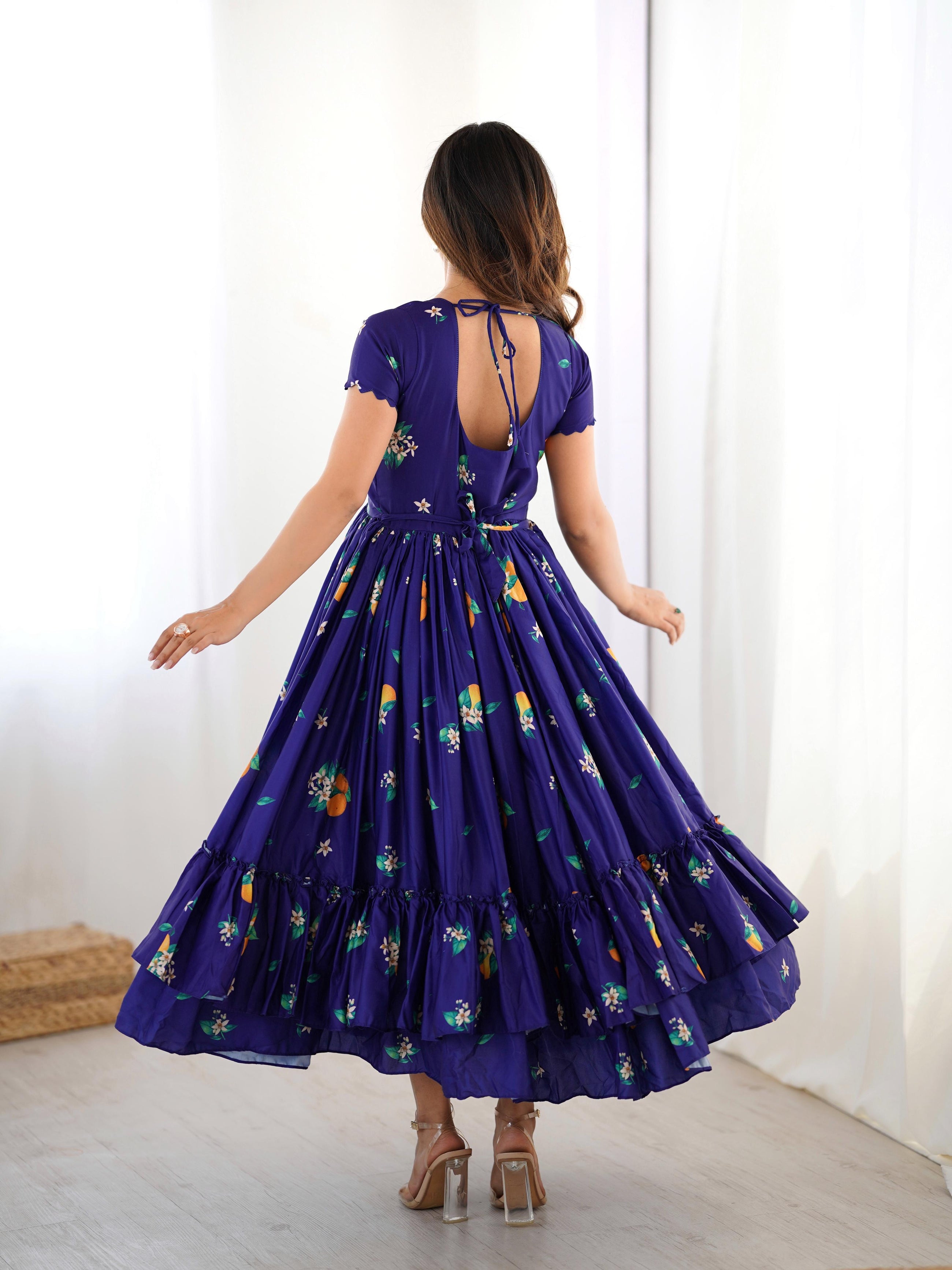 Indigo Majestic Floral Frill Kurti💟