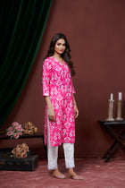 PURE PINK COTTON LILEN KURTI FOR WOMENS