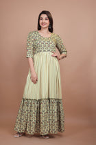 Amazing Green Designer Gown With Mix And Match Designing