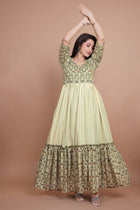 Amazing Green Designer Gown With Mix And Match Designing