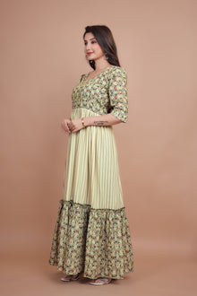 Amazing Green Designer Gown With Mix And Match Designing