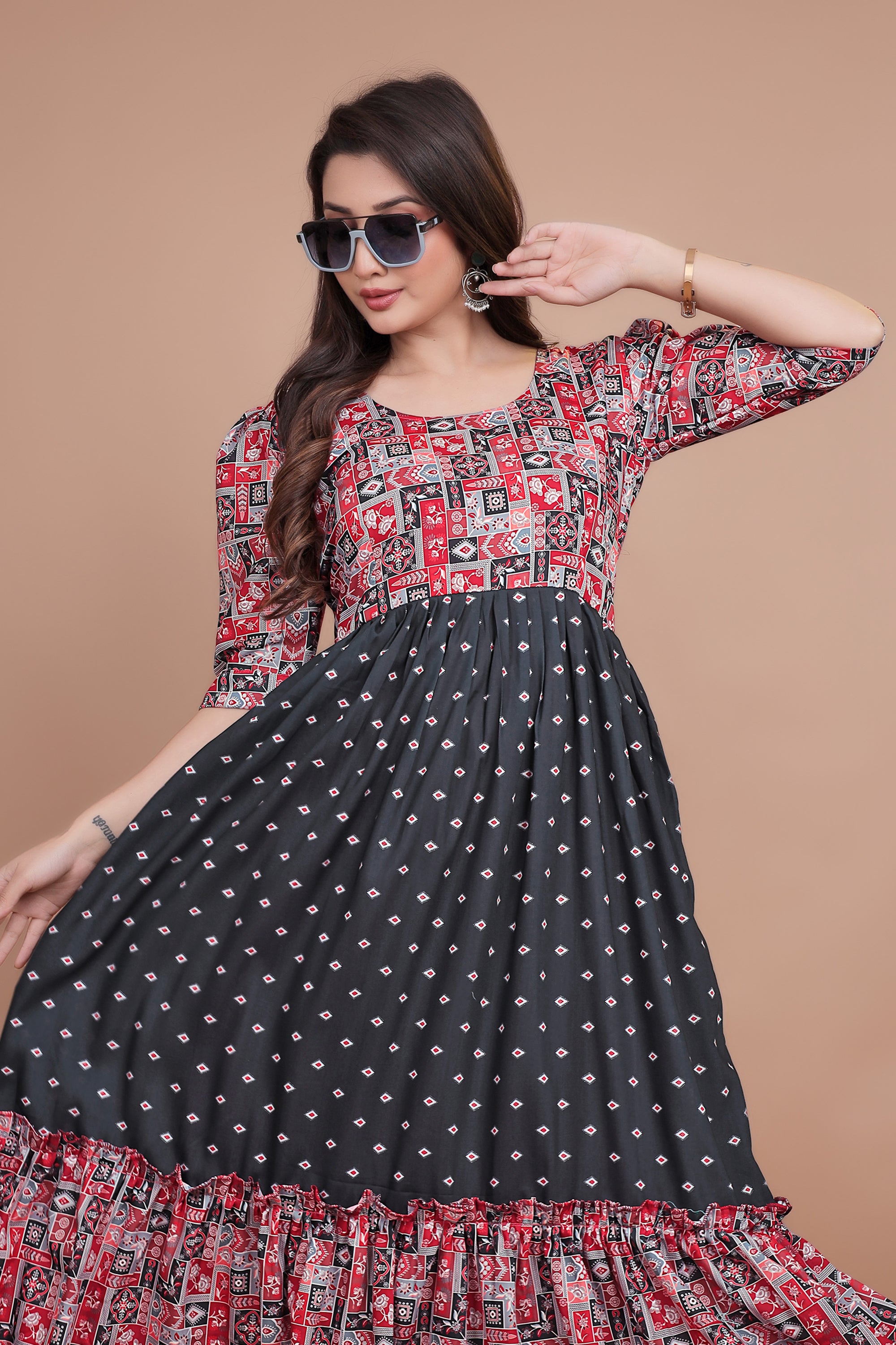 Premium Pure Muslin Designer Gown for Women – Ready to Wear | Elegant Long Flared Gown with Heavy Micro Cotton Lining