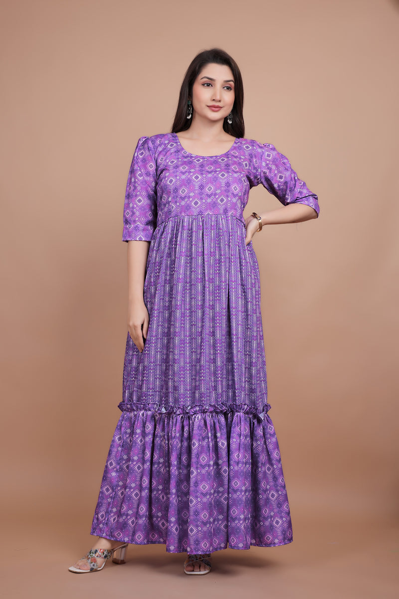 Premium Pure Muslin Designer Gown for Women – Ready to Wear | Elegant Long Flared Gown with Heavy Micro Cotton Lining