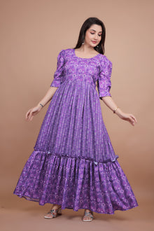 Premium Pure Muslin Designer Gown for Women – Ready to Wear | Elegant Long Flared Gown with Heavy Micro Cotton Lining