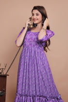 Premium Pure Muslin Designer Gown for Women – Ready to Wear | Elegant Long Flared Gown with Heavy Micro Cotton Lining