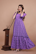 Premium Pure Muslin Designer Gown for Women – Ready to Wear | Elegant Long Flared Gown with Heavy Micro Cotton Lining