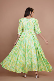 Designer Pure Chinnon Gown With Tie-Die Designing