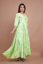 Designer Pure Chinnon Gown With Tie-Die Designing