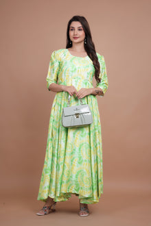 Designer Pure Chinnon Gown With Tie-Die Designing