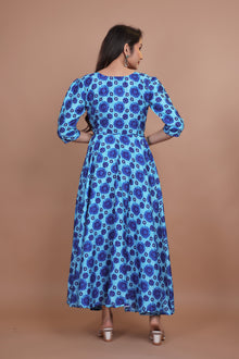 Beautiful Blue Designer Gown With Tie-Die Designing