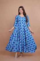 Beautiful Blue Designer Gown With Tie-Die Designing