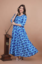 Beautiful Blue Designer Gown With Tie-Die Designing