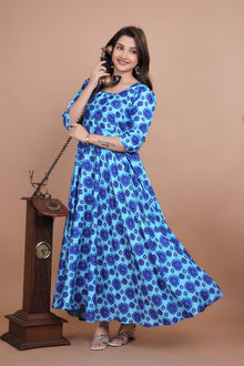 Beautiful Blue Designer Gown With Tie-Die Designing