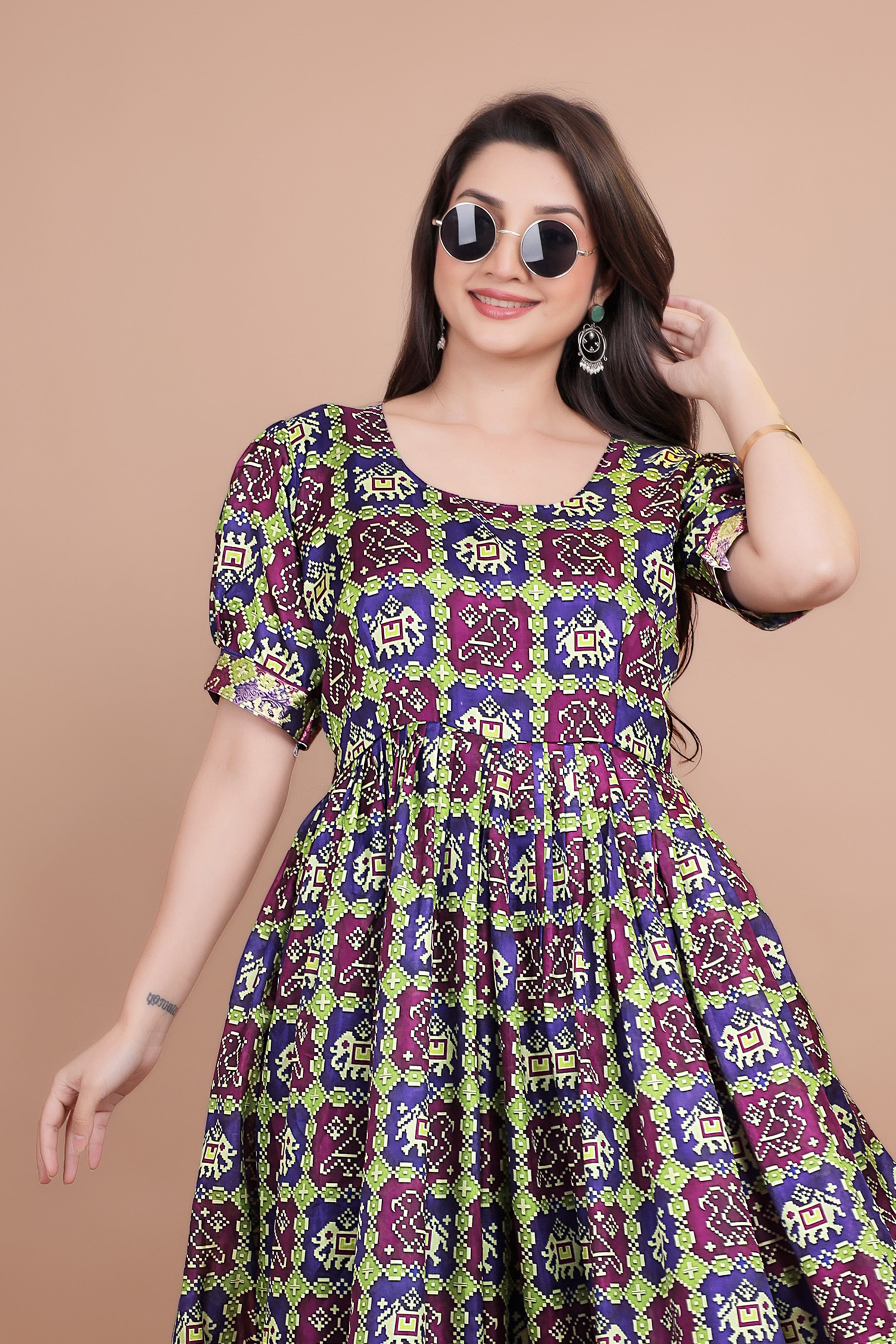 Red Pure Dolla Silk Designer Gown for Women – Zari Woven Border | 5 Meter Flair | Fully Stitched & Ready to Wear