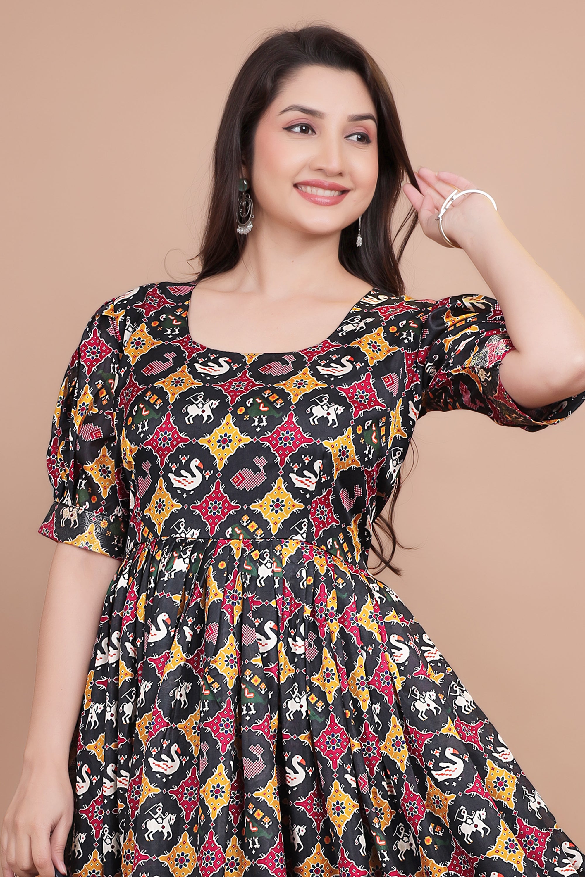 Black Pure Dolla Silk Designer Gown for Women – Zari Woven Border | 5 Meter Flair | Fully Stitched & Ready to Wear