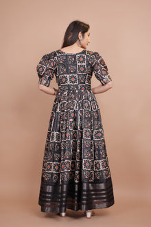 Excellent Designer Dolla Silk Gown With Azrakh Designing