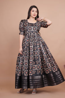 Excellent Designer Dolla Silk Gown With Azrakh Designing