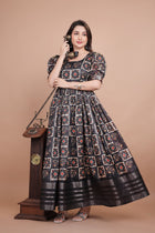 Excellent Designer Dolla Silk Gown With Azrakh Designing