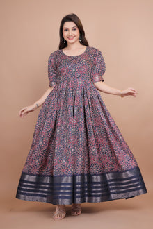 Amazing Designer Gown With Wooven Border