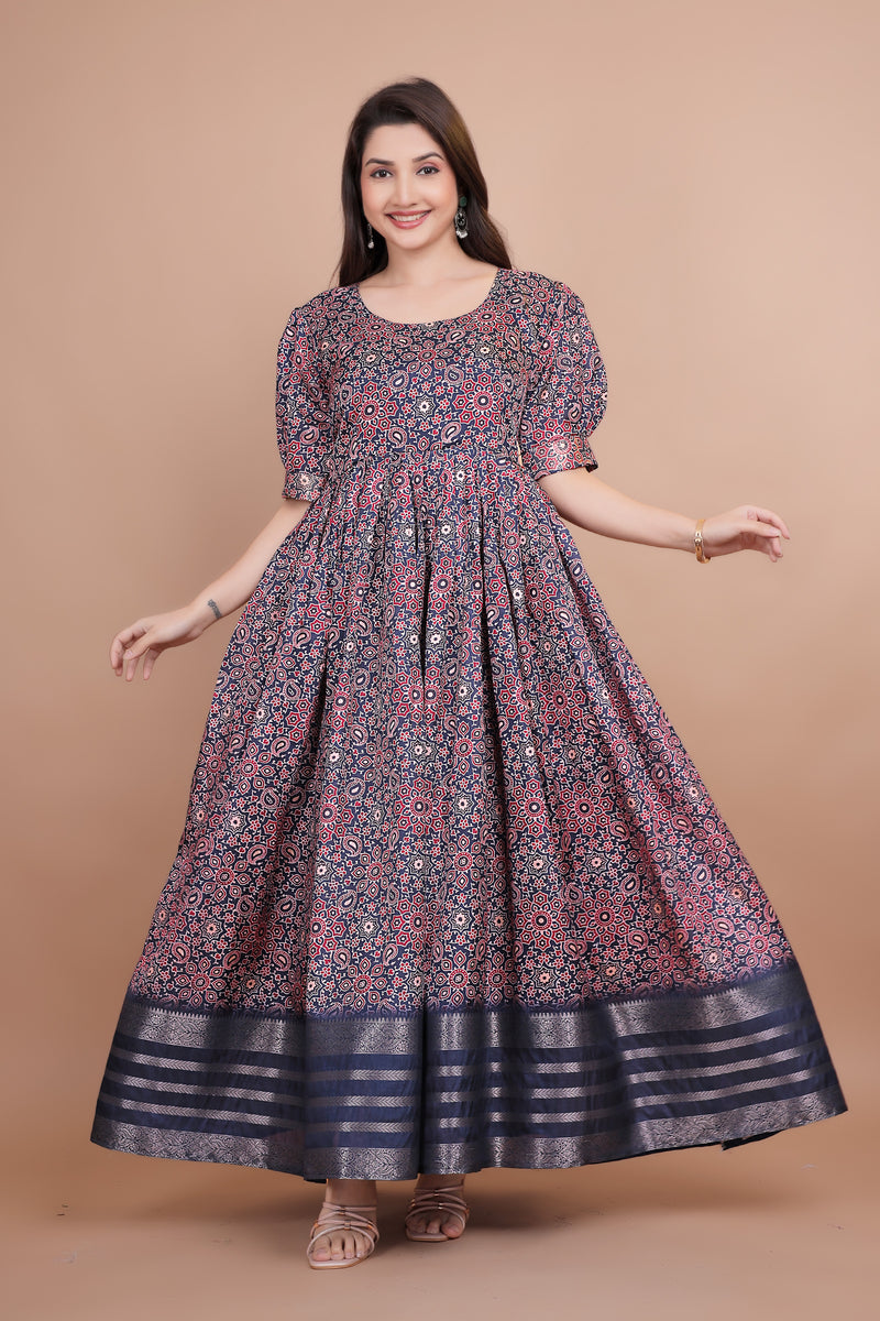 Amazing Designer Gown With Wooven Border