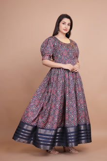 Amazing Designer Gown With Wooven Border