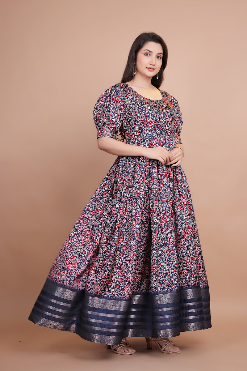 Amazing Designer Gown With Wooven Border