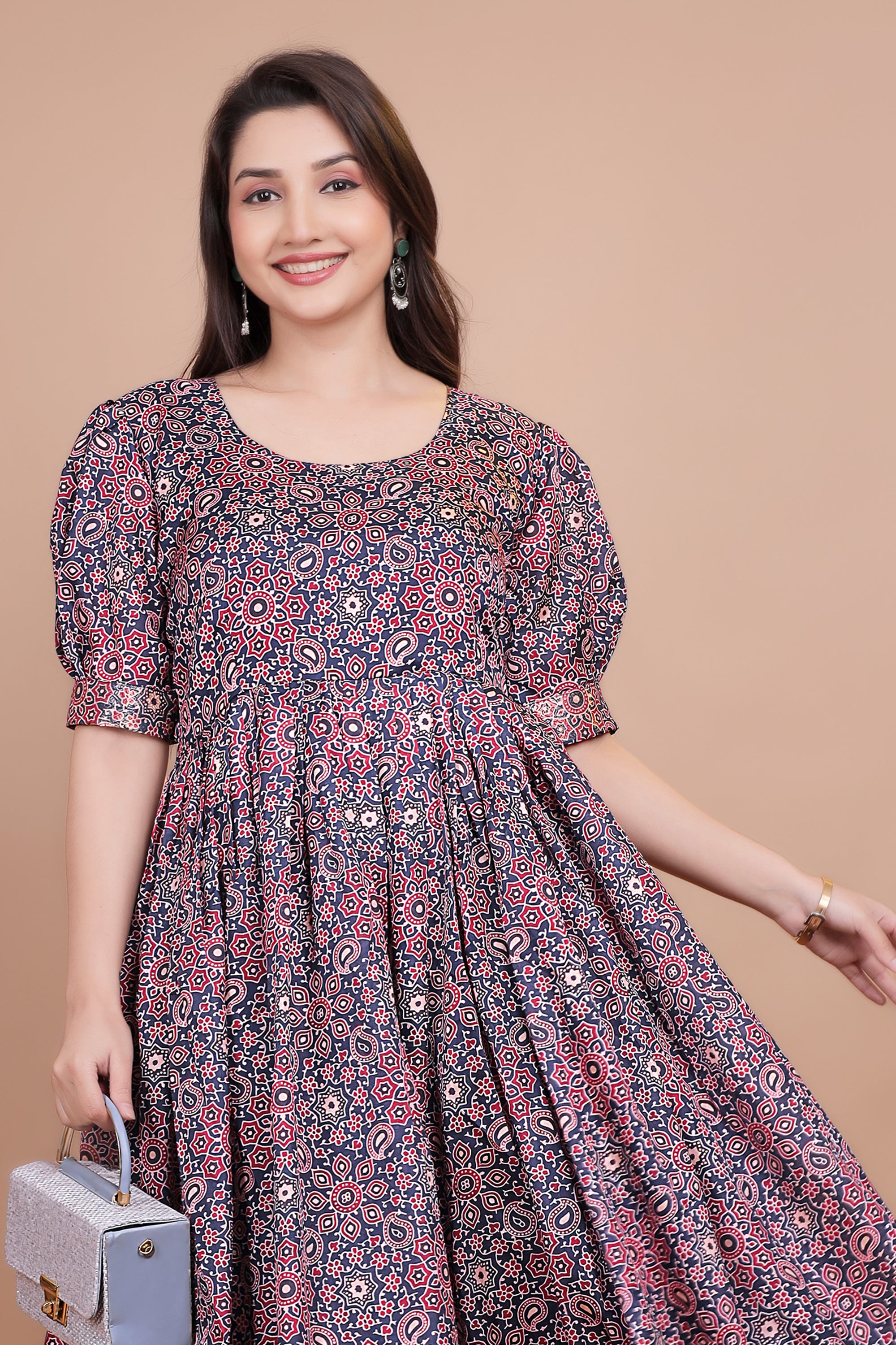 Amazing Designer Gown With Wooven Border