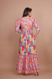 Excellent Pink Designer Gown WIth Pure Muslin Fabric