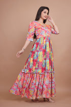 Excellent Pink Designer Gown WIth Pure Muslin Fabric