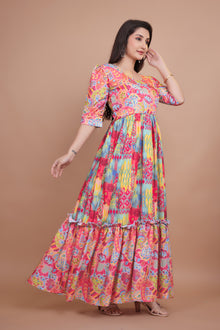 Excellent Pink Designer Gown WIth Pure Muslin Fabric