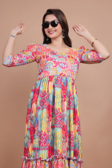 Excellent Pink Designer Gown WIth Pure Muslin Fabric