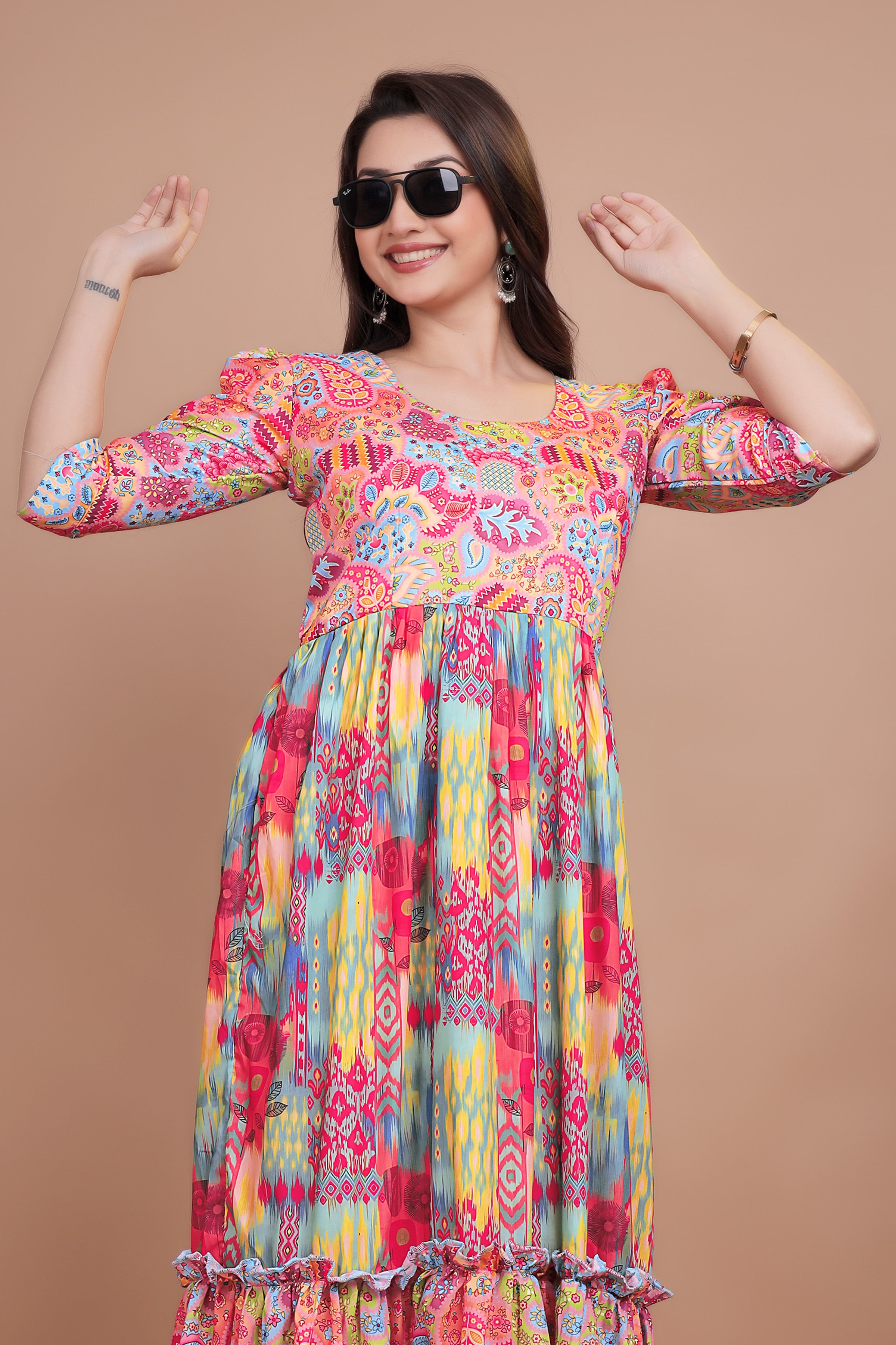 Excellent Pink Designer Gown WIth Pure Muslin Fabric