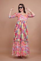 Excellent Pink Designer Gown WIth Pure Muslin Fabric