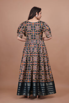 Excellent Designer Gown With Wooven Border