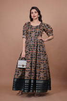 Excellent Designer Gown With Wooven Border