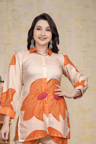 Orange Premium Pure Linen Co-ord Sets for Women – Ready to Wear 2-Piece Outfit | Stylish & Comfortable Matching Set