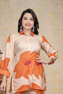 Orange Premium Pure Linen Co-ord Sets for Women – Ready to Wear 2-Piece Outfit | Stylish & Comfortable Matching Set