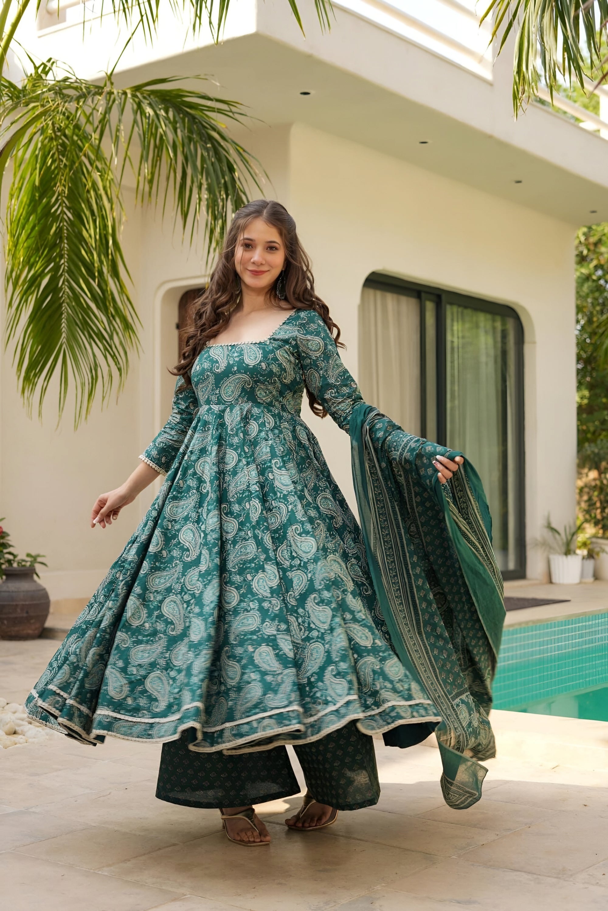 Green Anarkali Suit 3 PIS