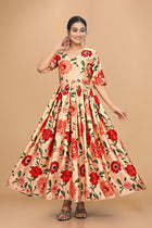 Amazing Pure Satin Designer Gown for Women – 6 Meter Flair | Green Partywear Gown | Ready to Wear