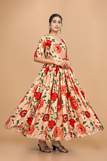 Amazing Pure Satin Designer Gown for Women – 6 Meter Flair | Green Partywear Gown | Ready to Wear