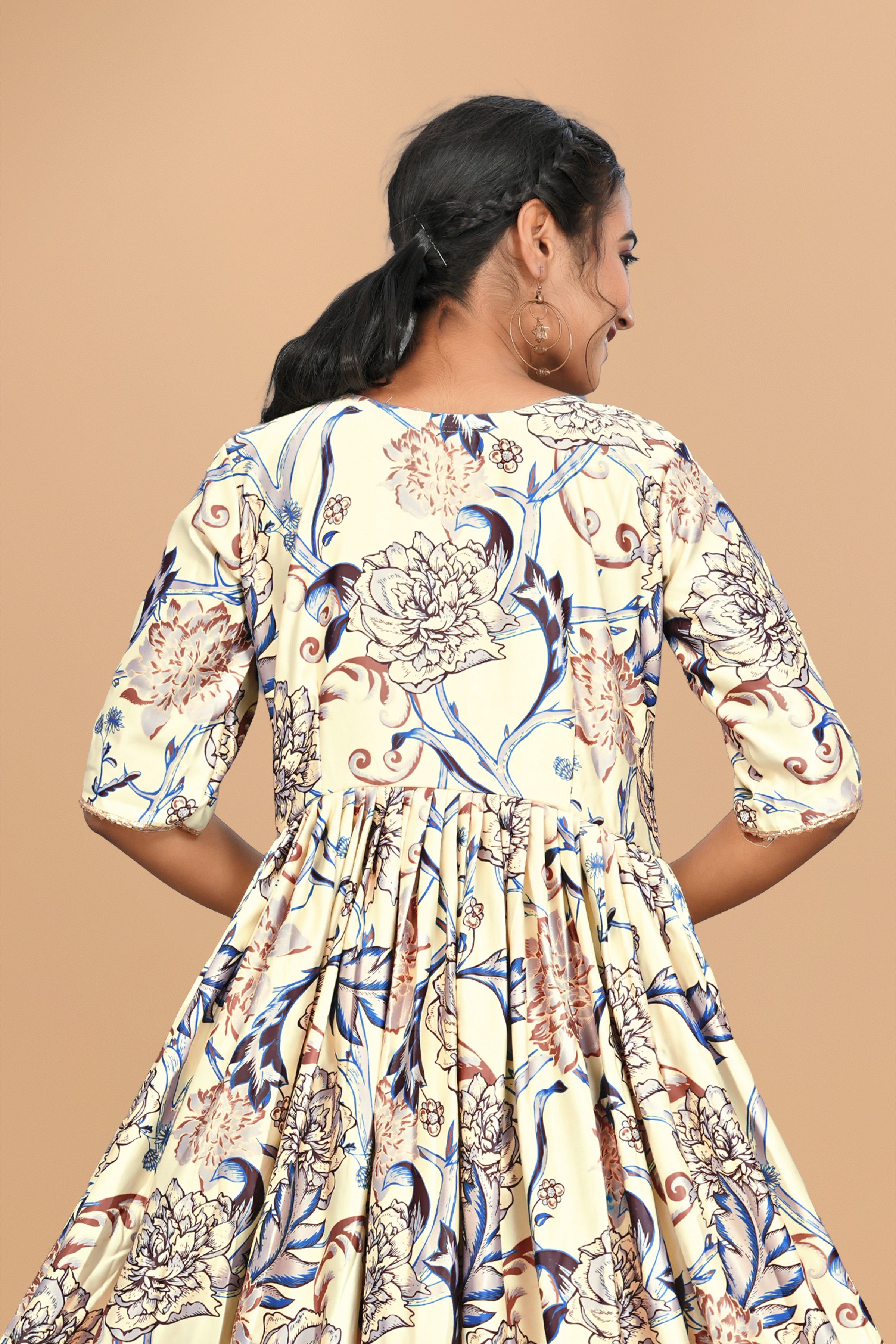 Beautiful Pure Satin Designer Gown for Women – 6 Meter Flair | Green Partywear Gown | Ready to Wear