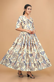 Beautiful Pure Satin Designer Gown for Women – 6 Meter Flair | Green Partywear Gown | Ready to Wear