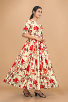 Beautiful Pure Satin Designer Gown for Women – 6 Meter Flair | Green Partywear Gown | Ready to Wear