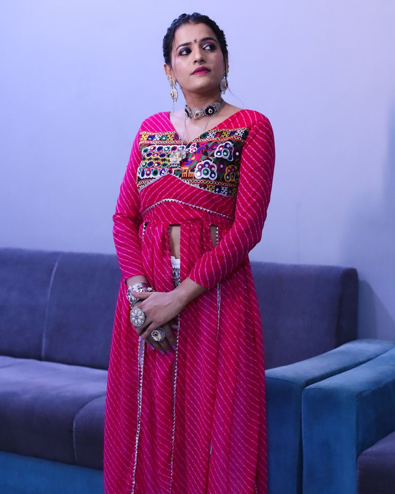 😍 Leheriya Prints Kurtis With Traditional Work 🌸