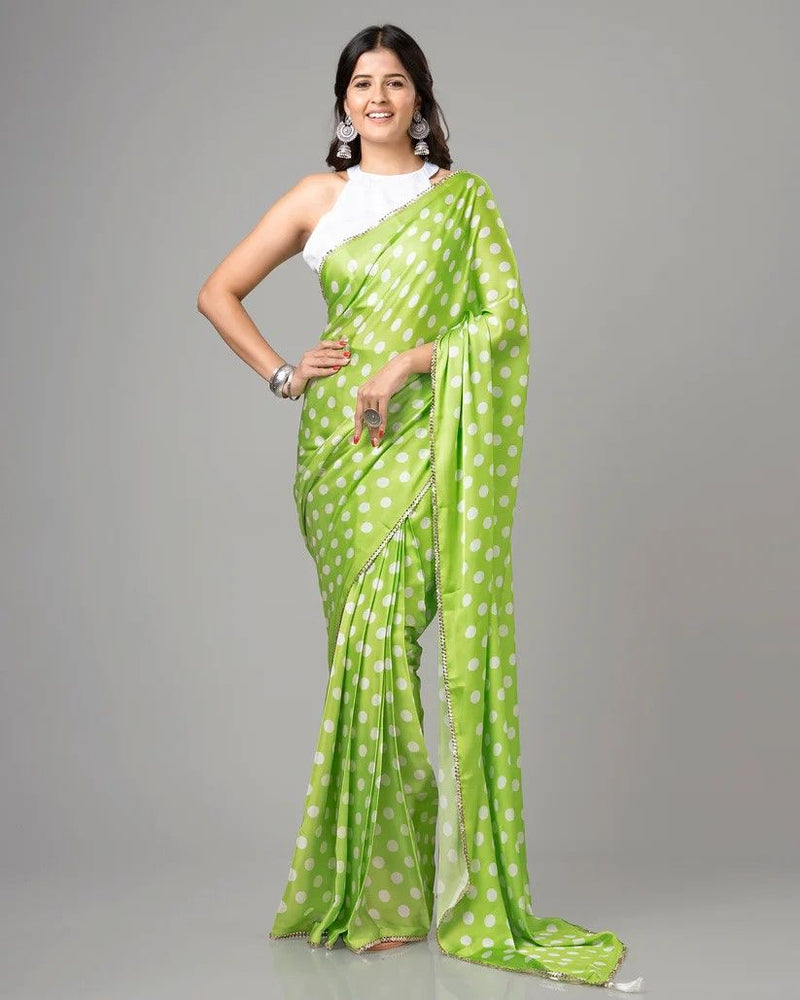 Pure Japan Satin Sarees With Sequnce Lace