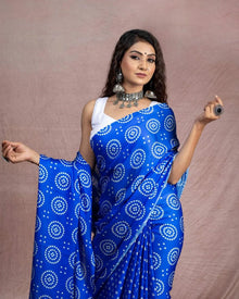 Printed Designs Heavy Satin Sarees With Plain Blouse