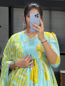 Printed Chinon Gown With Dupatta 💯✨