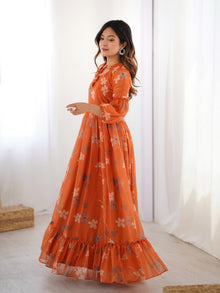 Modern Chick Orange Floral Gown😍